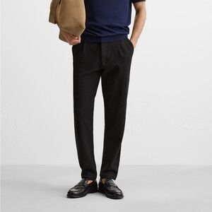 Zara Textured Pleated Pant Slim fit L NWT